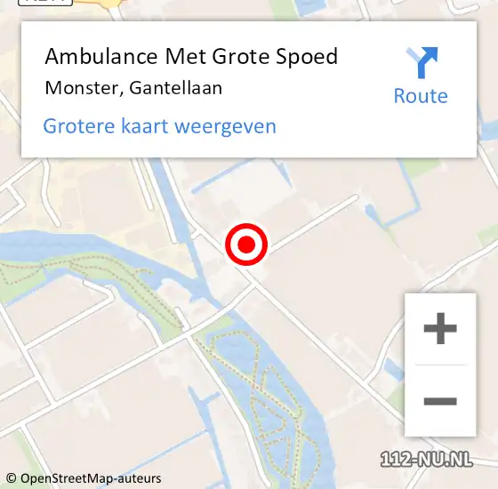 Locatie op kaart van de 112 melding: Ambulance Met Grote Spoed Naar Monster, Gantellaan op 25 juli 2024 20:56