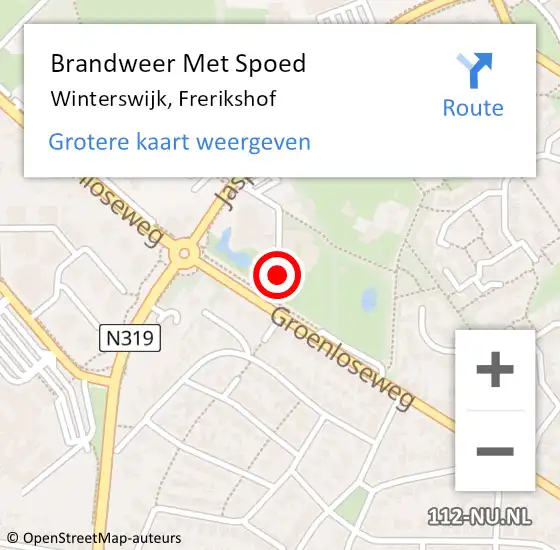 Locatie op kaart van de 112 melding: Brandweer Met Spoed Naar Winterswijk, Frerikshof op 25 juli 2024 20:59