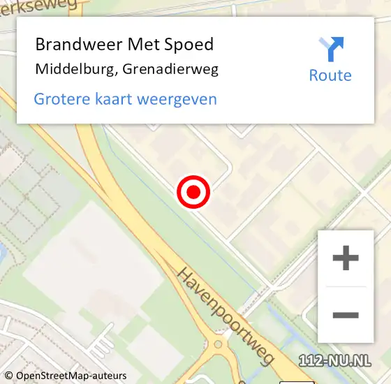 Locatie op kaart van de 112 melding: Brandweer Met Spoed Naar Middelburg, Grenadierweg op 25 juli 2024 21:03