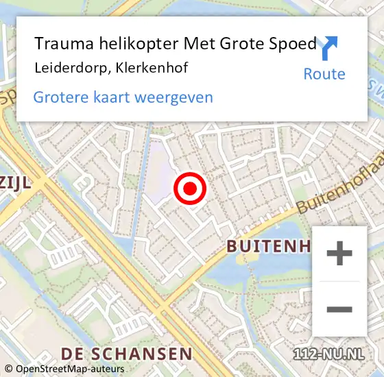 Locatie op kaart van de 112 melding: Trauma helikopter Met Grote Spoed Naar Leiderdorp, Klerkenhof op 25 juli 2024 21:09