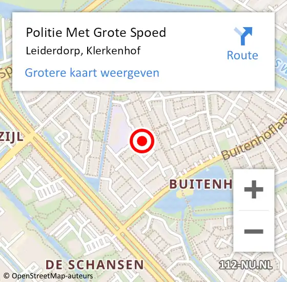 Locatie op kaart van de 112 melding: Politie Met Grote Spoed Naar Leiderdorp, Klerkenhof op 25 juli 2024 21:09
