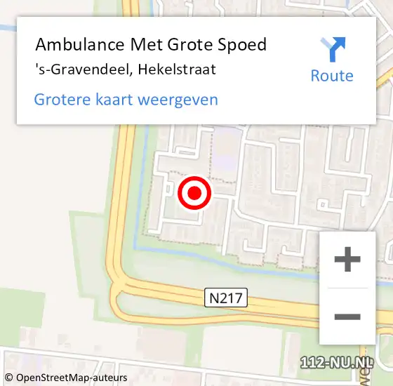 Locatie op kaart van de 112 melding: Ambulance Met Grote Spoed Naar 's-Gravendeel, Hekelstraat op 25 juli 2024 21:10