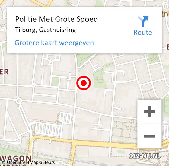 Locatie op kaart van de 112 melding: Politie Met Grote Spoed Naar Tilburg, Gasthuisring op 25 juli 2024 21:14