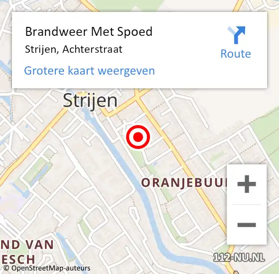 Locatie op kaart van de 112 melding: Brandweer Met Spoed Naar Strijen, Achterstraat op 25 juli 2024 21:32