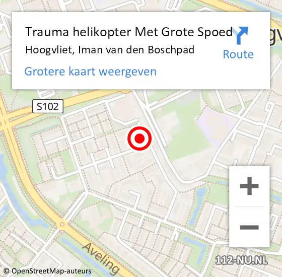 Locatie op kaart van de 112 melding: Trauma helikopter Met Grote Spoed Naar Hoogvliet, Iman van den Boschpad op 25 juli 2024 21:34
