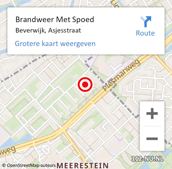 Locatie op kaart van de 112 melding: Brandweer Met Spoed Naar Beverwijk, Asjesstraat op 25 juli 2024 21:55