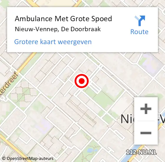 Locatie op kaart van de 112 melding: Ambulance Met Grote Spoed Naar Nieuw-Vennep, De Doorbraak op 25 juli 2024 21:57