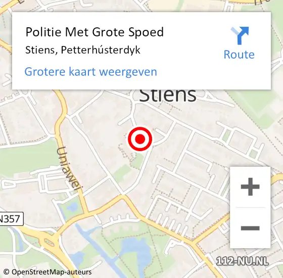 Locatie op kaart van de 112 melding: Politie Met Grote Spoed Naar Stiens, Petterhústerdyk op 25 juli 2024 22:04