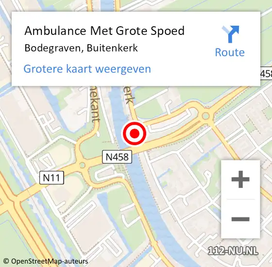 Locatie op kaart van de 112 melding: Ambulance Met Grote Spoed Naar Bodegraven, Buitenkerk op 25 juli 2024 22:06