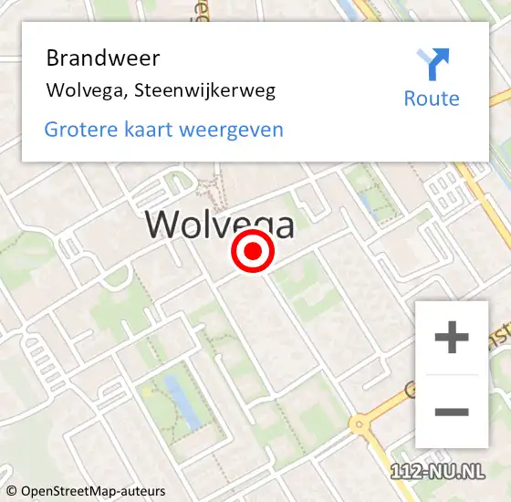 Locatie op kaart van de 112 melding: Brandweer Wolvega, Steenwijkerweg op 25 juli 2024 22:18