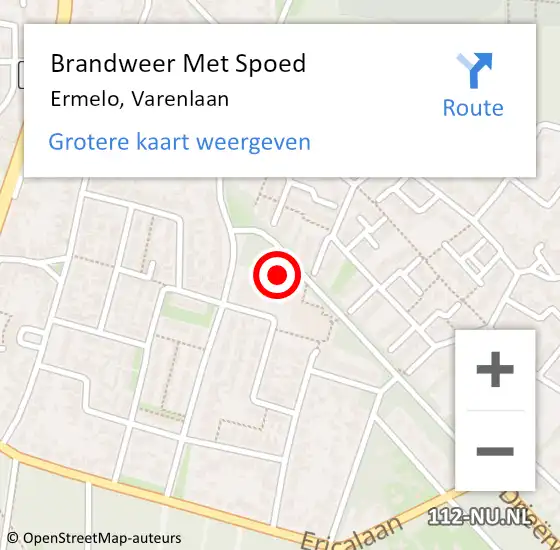 Locatie op kaart van de 112 melding: Brandweer Met Spoed Naar Ermelo, Varenlaan op 25 juli 2024 22:27