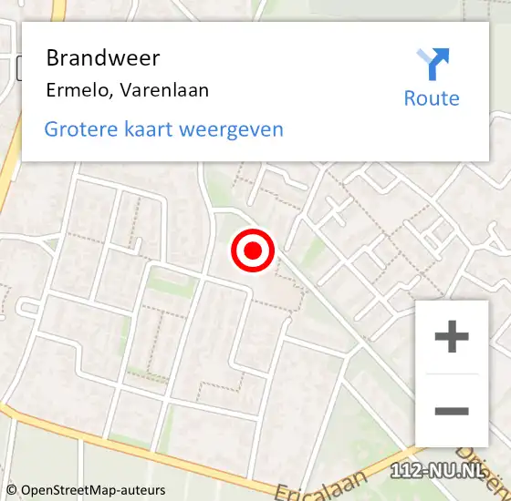 Locatie op kaart van de 112 melding: Brandweer Ermelo, Varenlaan op 25 juli 2024 22:31