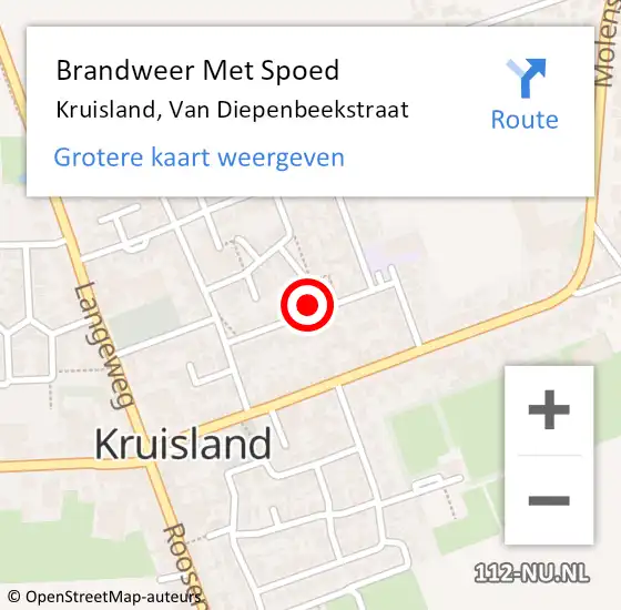 Locatie op kaart van de 112 melding: Brandweer Met Spoed Naar Kruisland, Van Diepenbeekstraat op 25 juli 2024 22:32