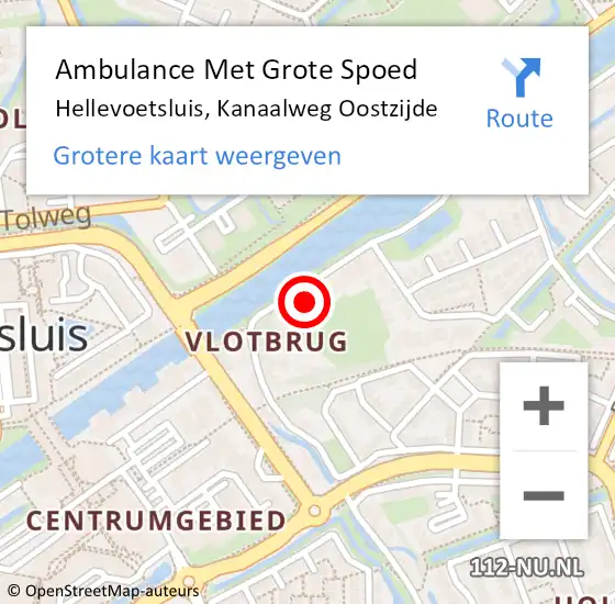 Locatie op kaart van de 112 melding: Ambulance Met Grote Spoed Naar Hellevoetsluis, Kanaalweg Oostzijde op 25 juli 2024 22:48