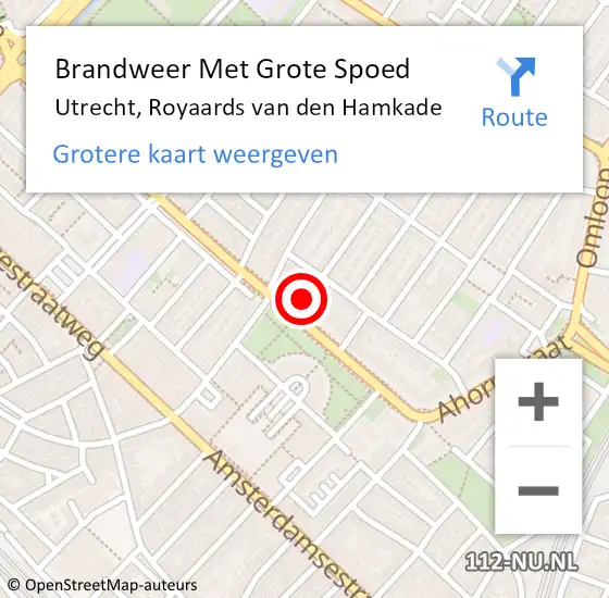 Locatie op kaart van de 112 melding: Brandweer Met Grote Spoed Naar Utrecht, Royaards van den Hamkade op 25 juli 2024 23:02