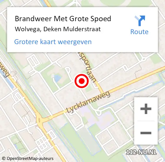 Locatie op kaart van de 112 melding: Brandweer Met Grote Spoed Naar Wolvega, Deken Mulderstraat op 25 juli 2024 23:52