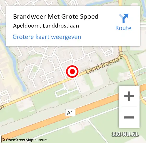 Locatie op kaart van de 112 melding: Brandweer Met Grote Spoed Naar Apeldoorn, Landdrostlaan op 26 juli 2024 00:11