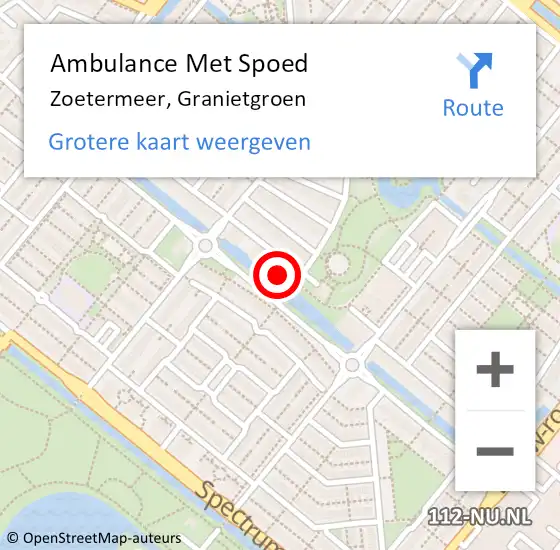 Locatie op kaart van de 112 melding: Ambulance Met Spoed Naar Zoetermeer, Granietgroen op 26 juli 2024 00:12