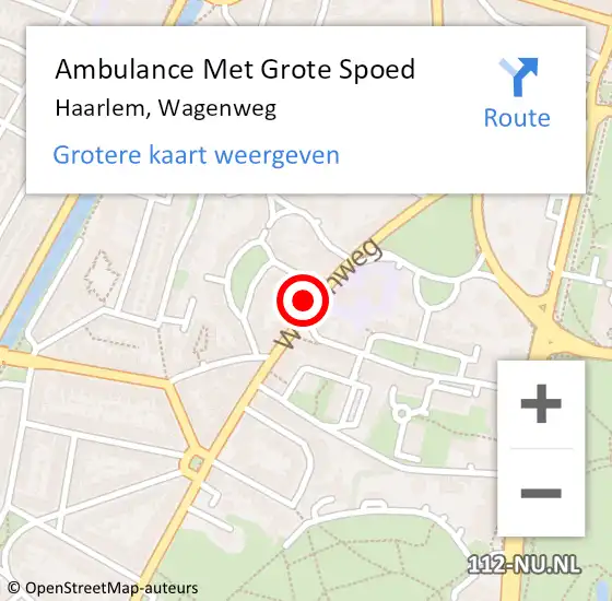 Locatie op kaart van de 112 melding: Ambulance Met Grote Spoed Naar Haarlem, Wagenweg op 26 juli 2024 00:13