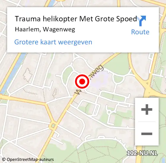 Locatie op kaart van de 112 melding: Trauma helikopter Met Grote Spoed Naar Haarlem, Wagenweg op 26 juli 2024 00:14