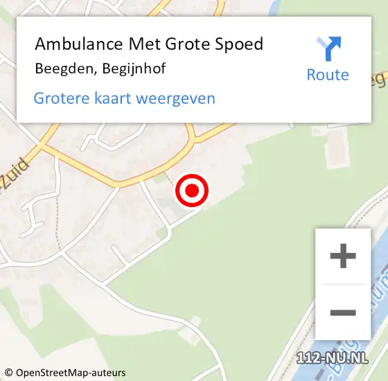 Locatie op kaart van de 112 melding: Ambulance Met Grote Spoed Naar Beegden, Begijnhof op 26 juli 2024 00:20