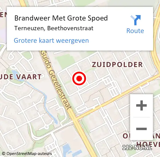 Locatie op kaart van de 112 melding: Brandweer Met Grote Spoed Naar Terneuzen, Beethovenstraat op 26 juli 2024 00:38