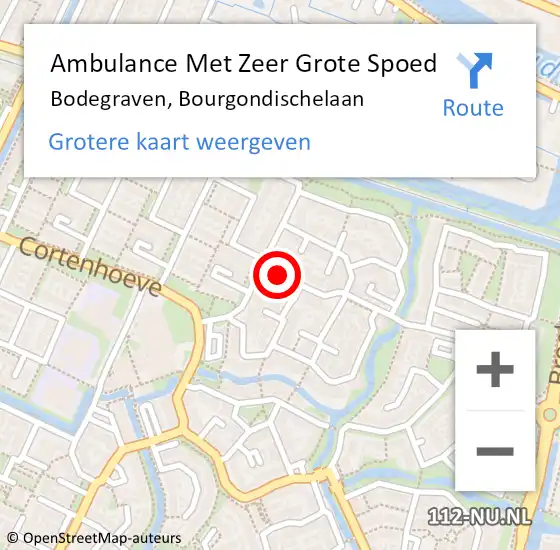 Locatie op kaart van de 112 melding: Ambulance Met Zeer Grote Spoed Naar Bodegraven, Bourgondischelaan op 26 juli 2024 00:49