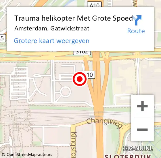 Locatie op kaart van de 112 melding: Trauma helikopter Met Grote Spoed Naar Amsterdam, Gatwickstraat op 26 juli 2024 01:06