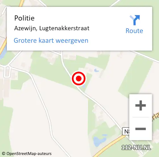 Locatie op kaart van de 112 melding: Politie Azewijn, Lugtenakkerstraat op 26 juli 2024 01:27