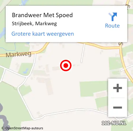 Locatie op kaart van de 112 melding: Brandweer Met Spoed Naar Strijbeek, Markweg op 26 juli 2024 01:42