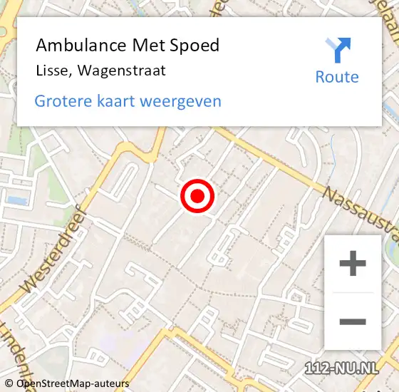 Locatie op kaart van de 112 melding: Ambulance Met Spoed Naar Lisse, Wagenstraat op 26 juli 2024 01:53