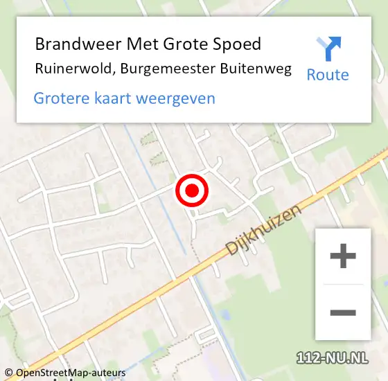 Locatie op kaart van de 112 melding: Brandweer Met Grote Spoed Naar Ruinerwold, Burgemeester Buitenweg op 26 juli 2024 04:29