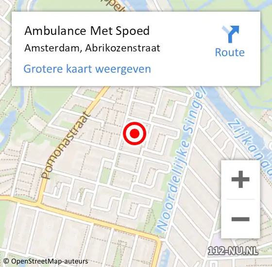 Locatie op kaart van de 112 melding: Ambulance Met Spoed Naar Amsterdam, Abrikozenstraat op 26 juli 2024 04:48