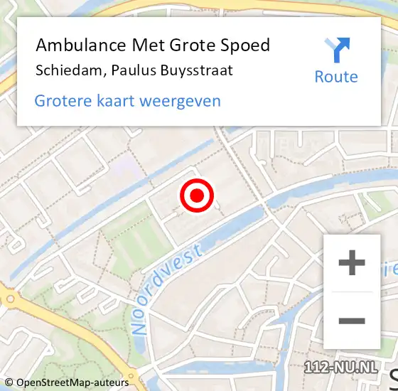 Locatie op kaart van de 112 melding: Ambulance Met Grote Spoed Naar Schiedam, Paulus Buysstraat op 26 juli 2024 05:06