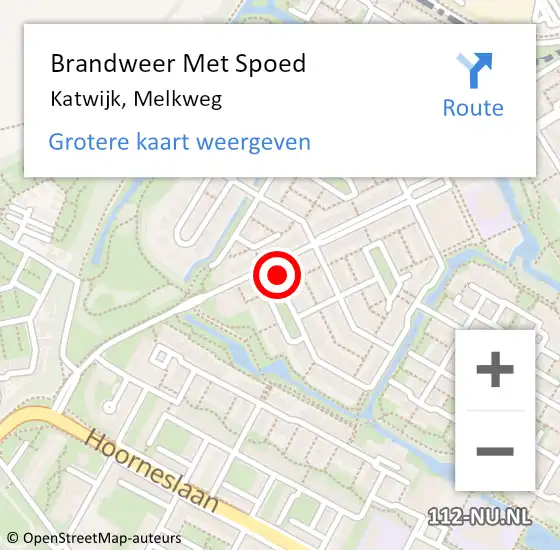 Locatie op kaart van de 112 melding: Brandweer Met Spoed Naar Katwijk, Melkweg op 26 juli 2024 05:11