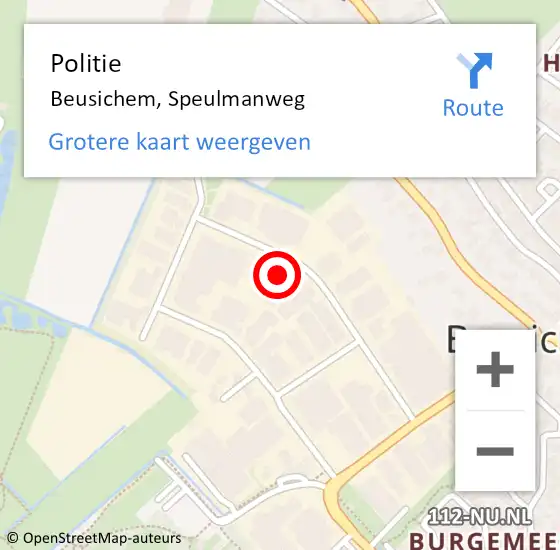 Locatie op kaart van de 112 melding: Politie Beusichem, Speulmanweg op 26 juli 2024 06:17