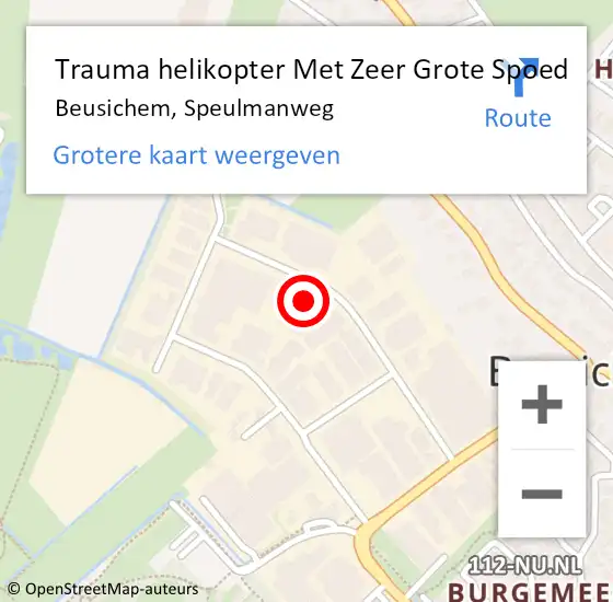 Locatie op kaart van de 112 melding: Trauma helikopter Met Zeer Grote Spoed Naar Beusichem, Speulmanweg op 26 juli 2024 06:22