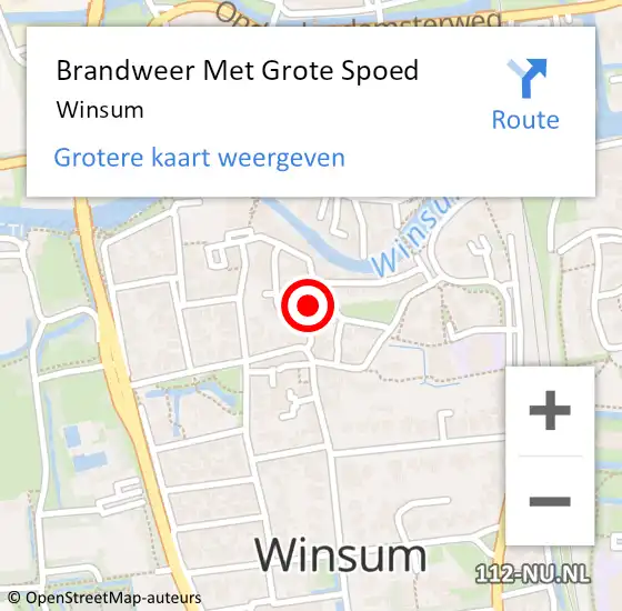 Locatie op kaart van de 112 melding: Brandweer Met Grote Spoed Naar Winsum op 14 oktober 2014 11:38