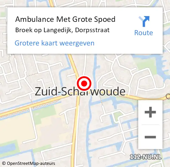 Locatie op kaart van de 112 melding: Ambulance Met Grote Spoed Naar Broek op Langedijk, Dorpsstraat op 26 juli 2024 07:01