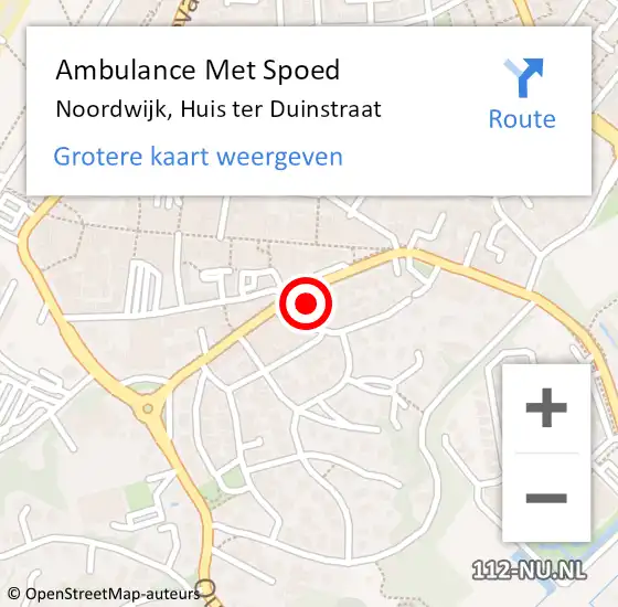 Locatie op kaart van de 112 melding: Ambulance Met Spoed Naar Noordwijk, Huis ter Duinstraat op 26 juli 2024 07:02