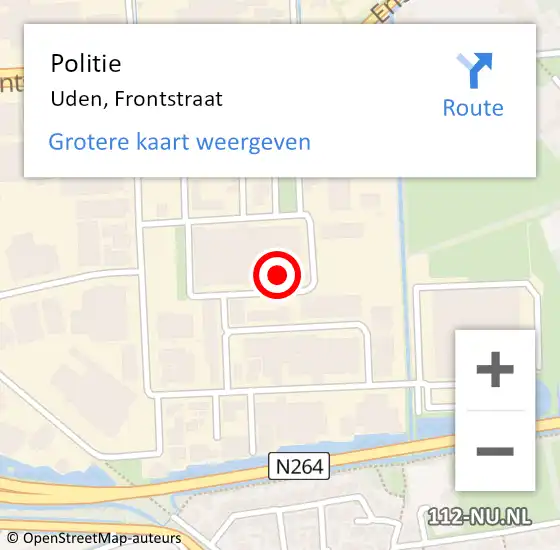 Locatie op kaart van de 112 melding: Politie Uden, Frontstraat op 26 juli 2024 07:11