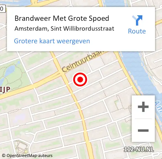 Locatie op kaart van de 112 melding: Brandweer Met Grote Spoed Naar Amsterdam, Sint Willibrordusstraat op 26 juli 2024 07:16