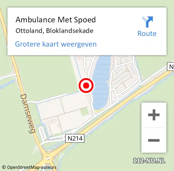 Locatie op kaart van de 112 melding: Ambulance Met Spoed Naar Ottoland, Bloklandsekade op 26 juli 2024 07:43