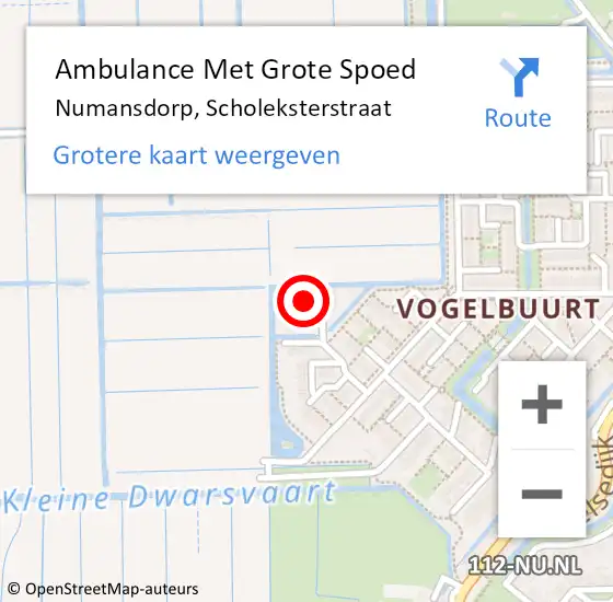 Locatie op kaart van de 112 melding: Ambulance Met Grote Spoed Naar Numansdorp, Scholeksterstraat op 26 juli 2024 07:51