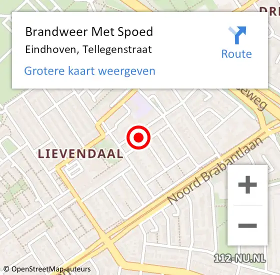 Locatie op kaart van de 112 melding: Brandweer Met Spoed Naar Eindhoven, Tellegenstraat op 26 juli 2024 08:02