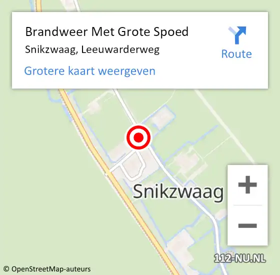 Locatie op kaart van de 112 melding: Brandweer Met Grote Spoed Naar Snikzwaag, Leeuwarderweg op 26 juli 2024 08:08