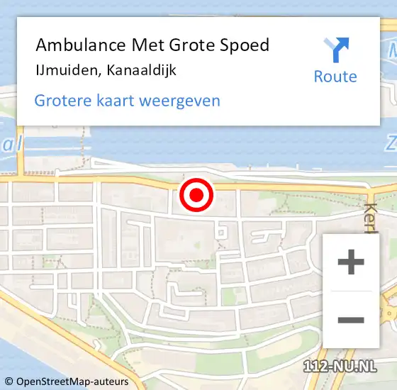 Locatie op kaart van de 112 melding: Ambulance Met Grote Spoed Naar IJmuiden, Kanaaldijk op 26 juli 2024 08:09