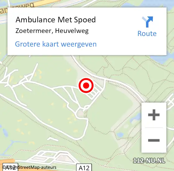 Locatie op kaart van de 112 melding: Ambulance Met Spoed Naar Zoetermeer, Heuvelweg op 26 juli 2024 08:11