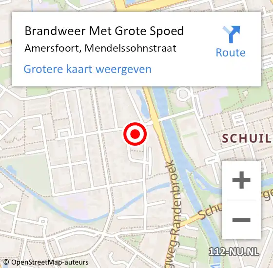 Locatie op kaart van de 112 melding: Brandweer Met Grote Spoed Naar Amersfoort, Mendelssohnstraat op 26 juli 2024 08:14