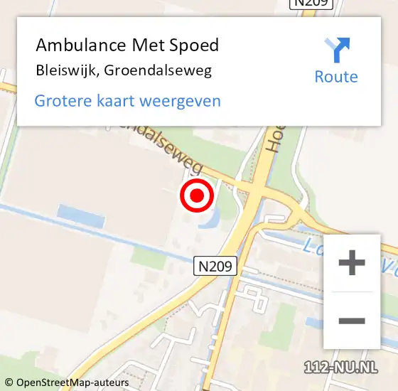 Locatie op kaart van de 112 melding: Ambulance Met Spoed Naar Bleiswijk, Groendalseweg op 26 juli 2024 08:55